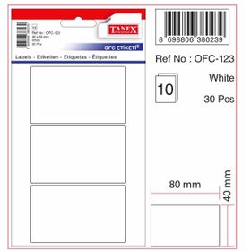 Tanex OFC-123 Beyaz 30 Adet Ofis Etiketi