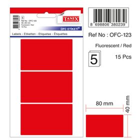 Tanex OFC-123 Flo Kırmızı 15 Adet Ofis Etiketi