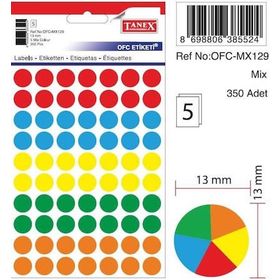 Tanex OFC-129 Canlı Mavi 13 mm Yuvarlak Etiket