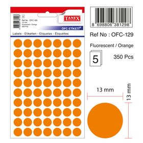 Tanex OFC-129 Flo Turuncu 350 Adet Ofis Etiketi