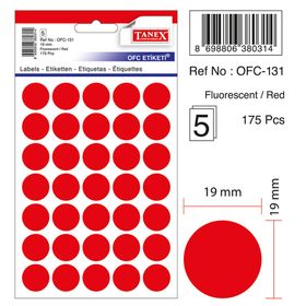 Tanex Ofc-131 Kırmızı Yuvarlak 19 mm Etiket