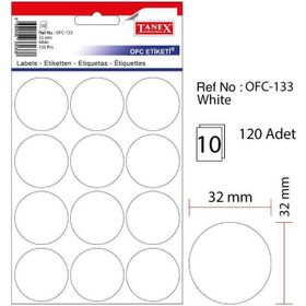 Tanex OFC-133 Beyaz 10 Adet Ofis Etiketi