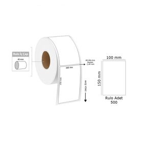 Tanex Rulo 100x150 mm 500 Adet Termal Yazıcı Etiketi