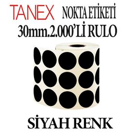 Tanex Siyah 30 mm 6 Rulo Nokta Etiketi