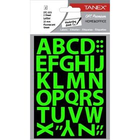 Tanex STC-553 Flo 23 mm 2'li Yeşil Harf Etiketi