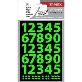 Tanex STC-558 Flo 23 mm 2'li Yeşil Rakam Etiketi