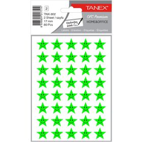 Tanex TNX-302 Flo Yeşil 17 mm 80'li Yıldız Gülen Yüz Etiketi