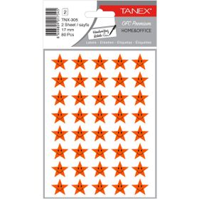 Tanex TNX-305 Flo Turuncu 17 mm 80'li Yıldız Gülen Yüz Etiketi