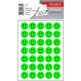 Tanex TNX-325 Flo Yeşil 19 mm 70'li Gülen Yüz Etiketi