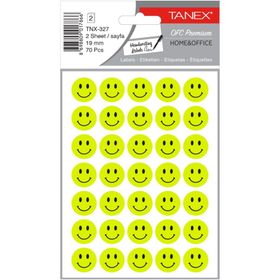 Tanex TNX-327 Flo Sarı 19 mm 70'li Gülen Yüz Etiketi