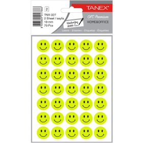 Tanex TNX-327 Flo Sarı 19 mm 70'li Gülen Yüz Etiketi