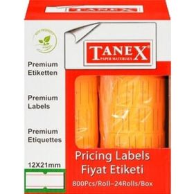 Tanex Turuncu Çizgili Motex 12x21 6'lı Paket Etiket