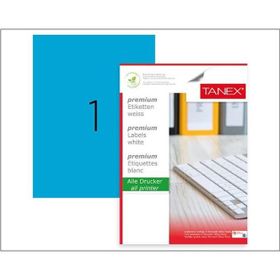 Tanex TW-2000 210x297 mm 100'lü Mavi Pastel Laser Etiket