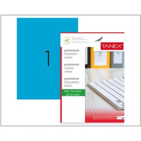 Tanex TW-2000 210x297 mm 100'lü Mavi Pastel Laser Etiket
