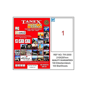 Tanex TW-2000 210X297 mm. Laser Etiket 100 Adet