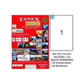 Tanex TW-2001 199.6x289.1 mm 100 Adet Laser Etiket