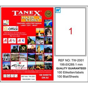 Tanex TW-2001 199.6x289.1 mm 100 Adet Laser Etiket