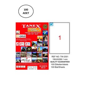 Tanex TW-2001 199x289 mm 100 Adet Lazer Etiket