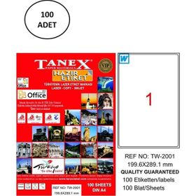 Tanex TW-2001 199x289 mm 100 Adet Lazer Etiket