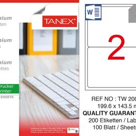 Tanex TW-2002 199.6x143.5 mm 100'lü Sökülebilir Etiket