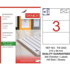 Tanex TW-2003 210x99 mm 100 Adet Laser Etiket