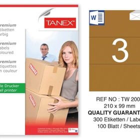 Tanex TW-2003 210x99 mm 100'lü Kraft Etiket