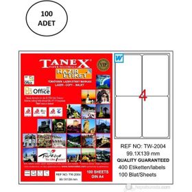 Tanex TW-2004 99x139 mm 100 Adet Lazer Etiket