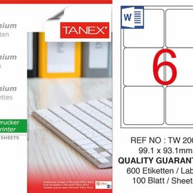 Tanex TW-2006 99.1x93.1 mm 100'lü Sökülebilir Etiket