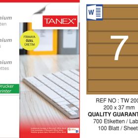 Tanex TW-2007 200x37 mm 100'lü Kraft Etiket