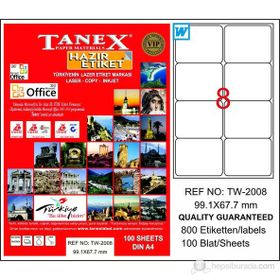 Tanex TW-2008 99.1x67.7 mm 100 Adet Laser Etiket