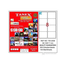 Tanex TW-2008 99.1x67.7 mm 100 Adet Laser Etiket