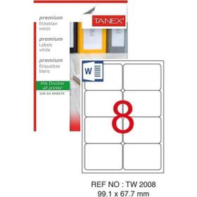 Tanex TW-2008 99.1x67.7 mm 100 Adet Laser Etiket