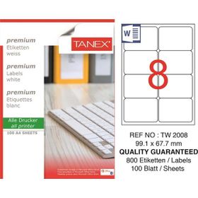 Tanex TW-2008 99.1x67.7 mm 100 Adet Laser Etiket