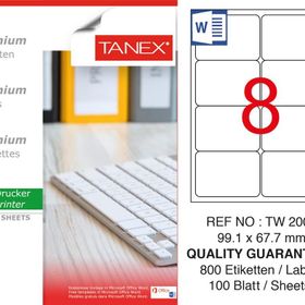 Tanex TW-2008 99,1x67.7 mm 100'lü Sökülebilir Etiket
