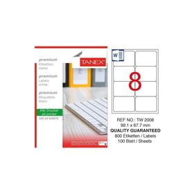 Tanex TW-2008 Beyaz 99x67 mm 800 Adet Yazıcı Etiketi