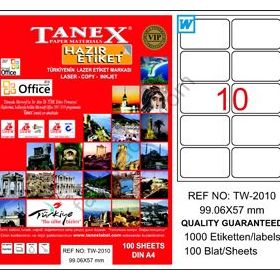 Tanex TW-2010 99.06x57 mm Sökü 100 Adet Laser Etiket