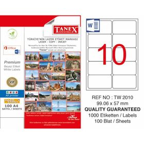Tanex TW-2010 99.06x57 mm Sökü 100 Adet Laser Etiket