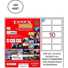 Tanex TW-2010 99x57 mm 100 Adet Lazer Etiket