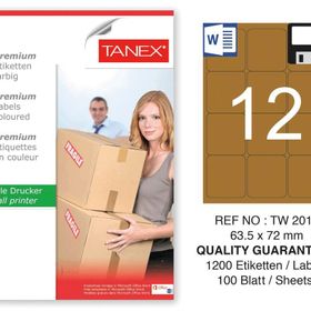 Tanex TW-2012 63.5x72 mm 100'lü Kraft Etiket