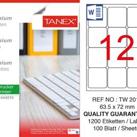 Tanex TW-2012 63.5x72 mm 100'lü Sökülebilir Etiket