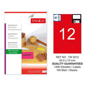 Tanex TW-2012 63,5x72 mm Laser Etiket