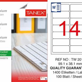 Tanex TW-2014 99.1x38.1 mm 100'lü Sökülebilir Etiket