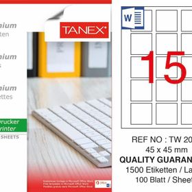 Tanex TW-2015 45x45 mm 100'lü Sökülebilir Etiket