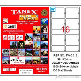 Tanex TW-2016 99.1x34 mm 100 Adet Laser Etiket