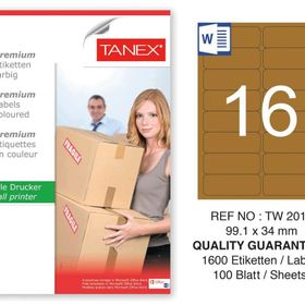 Tanex TW-2016 99.1x34 mm 100'lü Kraft Etiket