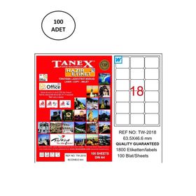 Tanex TW-2018 63x46 mm 100 Adet Lazer Etiket