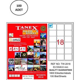 Tanex TW-2018 63x46 mm 100 Adet Lazer Etiket