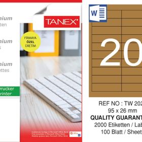 Tanex TW-2020 95x26 mm 100'lü Kraft Etiket