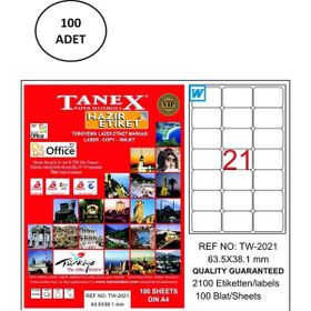 Tanex TW-2021 63.5x38.1 mm 100 Adet Lazer Etiket