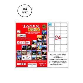 Tanex TW-2024 64x34 mm 100 Adet Lazer Etiket